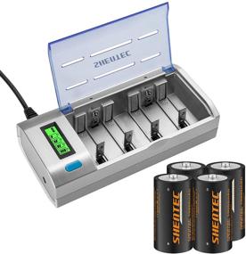 img 1 attached to ➕ Shentec Rechargeable D Batteries: High Capacity 10,000mAh 1.2V - 4 Pack Ni-MH with Charger for AA AAA C D 9V Batteries