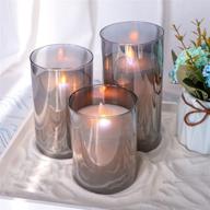 🕯️ enhance holiday decor with crystal club flickering flameless candles: set of 3 real wax & glass effect led pillar candles with remote control логотип