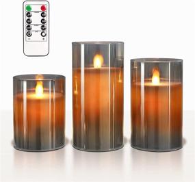 img 2 attached to 🕯️ Enhance Holiday Decor with CRYSTAL CLUB Flickering Flameless Candles: Set of 3 Real Wax & Glass Effect LED Pillar Candles with Remote Control