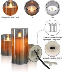 img 3 attached to 🕯️ Enhance Holiday Decor with CRYSTAL CLUB Flickering Flameless Candles: Set of 3 Real Wax & Glass Effect LED Pillar Candles with Remote Control