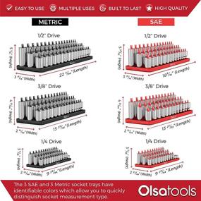 img 2 attached to 🔧 Olsa Tools Лотки для организации головок - Профессионального класса 6 шт. для SAE и метрических головок 1/4, 3/8, 1/2 дюйма - Хранение глубоких и поверхностных головок в ящиках для инструментов - Органайзер для инструментов в ящиках для эффективной организации