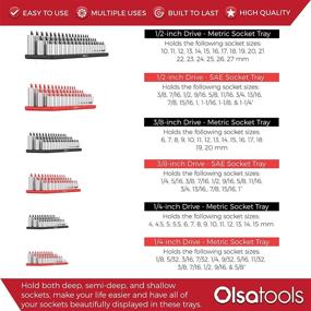img 1 attached to 🔧 Olsa Tools Лотки для организации головок - Профессионального класса 6 шт. для SAE и метрических головок 1/4, 3/8, 1/2 дюйма - Хранение глубоких и поверхностных головок в ящиках для инструментов - Органайзер для инструментов в ящиках для эффективной организации