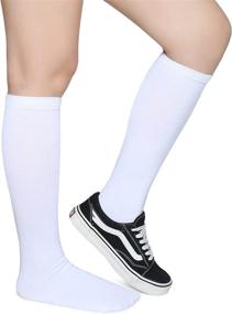 img 2 attached to 🧦 Colorful Comfort: Pareberry Casual Cotton Tube Socks - 3 Pairs with Knee High Length and Triple Stripes