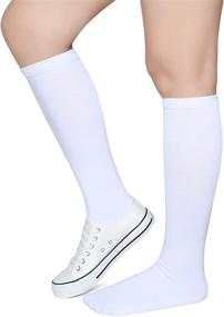 img 1 attached to 🧦 Colorful Comfort: Pareberry Casual Cotton Tube Socks - 3 Pairs with Knee High Length and Triple Stripes