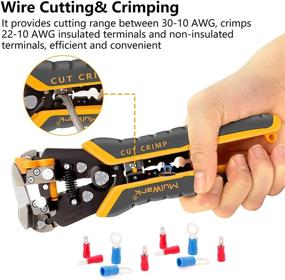 img 1 attached to MulWark 3-in-1 Automatic Self-Adjusting Wire Stripper/ Cutter/ Crimper: Premium 8 Inch Multi Pliers for Electrical Wire Stripping, Cable Cutting, and Crimping Tool from 8 AWG to 30 AWG