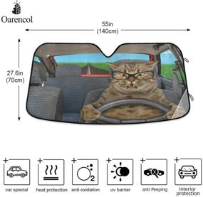 img 2 attached to Oarencol Funny Cat Driving Car Windshield Sun Shade Foldable UV Ray Sun Visor Protector Sunshade To Keep Your Vehicle Cool (55&#34