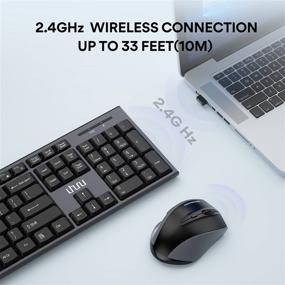 img 3 attached to 💻 UHURU Full-Size Wireless Keyboard and Mouse Combo with Mouse Pad - 2.4GHz USB Wireless Keyboard for Laptop, Computer, PC, Tablet, Desktop, Mac - Compatible with Windows XP/7/8/10