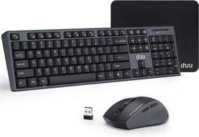 img 4 attached to 💻 UHURU Full-Size Wireless Keyboard and Mouse Combo with Mouse Pad - 2.4GHz USB Wireless Keyboard for Laptop, Computer, PC, Tablet, Desktop, Mac - Compatible with Windows XP/7/8/10