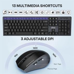 img 1 attached to 💻 UHURU Full-Size Wireless Keyboard and Mouse Combo with Mouse Pad - 2.4GHz USB Wireless Keyboard for Laptop, Computer, PC, Tablet, Desktop, Mac - Compatible with Windows XP/7/8/10