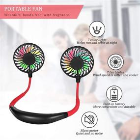 img 3 attached to 🌀 JPRui Upgraded Version Portable Neck Fan with LED Color Changing and Aromatherapy: USB Rechargeable, 360° Rotation, Strong Airflow, Lower Noise - Headphone Design for Sport, Office, Outdoor Activities, Travel (Black)