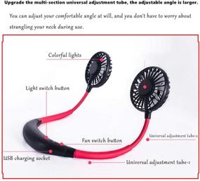 img 1 attached to 🌀 JPRui Upgraded Version Portable Neck Fan with LED Color Changing and Aromatherapy: USB Rechargeable, 360° Rotation, Strong Airflow, Lower Noise - Headphone Design for Sport, Office, Outdoor Activities, Travel (Black)