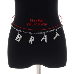 img 2 attached to Dresbe Boho Rhinestone Body Chains: Sparkling Letter Belly Waist Chain for Women and Girls (Silver-BRAT)