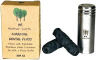 🌱 zero waste vegan dental floss kit: biodegradable bamboo charcoal floss in stainless steel container with extra refills - natural candelilla wax, peppermint flavor, eco-friendly oral care logo