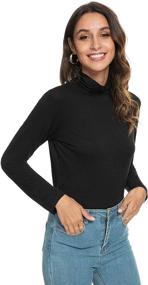 img 1 attached to Femdouce Women's Lightweight Slim Turtleneck Long Sleeve Shirt - Pack of 2: Active Basic Undershirts, Pullover Turtle Neck T-Shirts