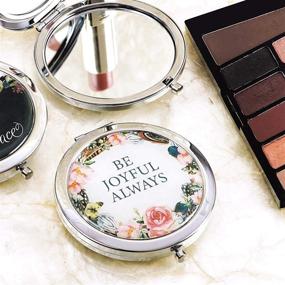 img 1 attached to Be Joyful Always: Ultra Portable Compact Folding Mirror - Perfect for Purses, Travel, and Gifting
