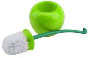 img 3 attached to 🍒 Cherry Shape Standing Toilet Brush Set - Compact Household Green Apple Bathroom Cleaner