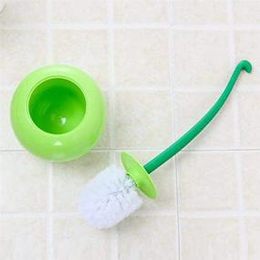 img 1 attached to 🍒 Cherry Shape Standing Toilet Brush Set - Compact Household Green Apple Bathroom Cleaner