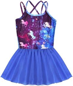 img 4 attached to 🦄 Nidoul Kid Girls Gymnastics Skirted Leotards Ballet Dance Dress: Sparkling Unicorn Rainbow Tutu Camisole Skirt for Young Dancers