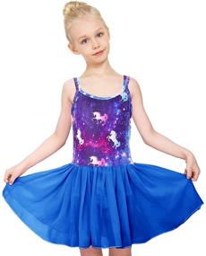 img 3 attached to 🦄 Nidoul Kid Girls Gymnastics Skirted Leotards Ballet Dance Dress: Sparkling Unicorn Rainbow Tutu Camisole Skirt for Young Dancers