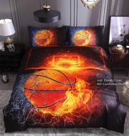 🏀 htgroce 3d sports basketball bedding set for boys - ultra soft & breathable microfiber comforter protector - queen size 3pcs - includes duvet cover & pillow shams - zipper closure - (no comforter) logo