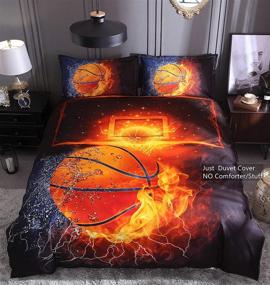 img 4 attached to 🏀 HTgroce 3D Sports Basketball Bedding Set for Boys - Ultra Soft & Breathable Microfiber Comforter Protector - Queen Size 3PCS - Includes Duvet Cover & Pillow Shams - Zipper Closure - (No Comforter)