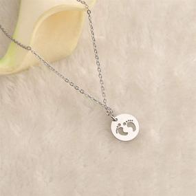 img 1 attached to Baby Feet Necklace Newborn Silver