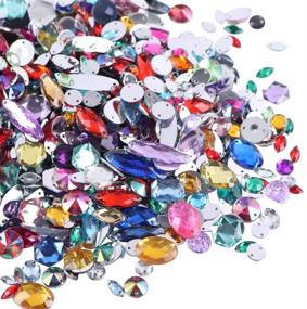 img 2 attached to 🧵 Sew On Rhinestones Crystals Acrylic Gems with Holes Flatback Rhinestones - Mixed Size & Shape Assortment for DIY Crafts, Dress, Clothing, Shoes, Bag Decoration - 50g (Approx 250-300pcs) - 4-20mm (0.16-0.79inch) - Style 1