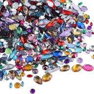 🧵 sew on rhinestones crystals acrylic gems with holes flatback rhinestones - mixed size & shape assortment for diy crafts, dress, clothing, shoes, bag decoration - 50g (approx 250-300pcs) - 4-20mm (0.16-0.79inch) - style 1 logo