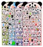 🐼 4 sheets adorable puffy decorative sticker tape set for kids craft, scrapbooking, diary, album - panda design logo