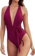 🔥 cupshe women’s solid red deep v neck one piece swimsuit: stylish and sexy bathing suit logo