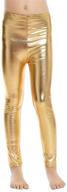 👖 aaronano girls' metallic stretch leggings for leggings logo