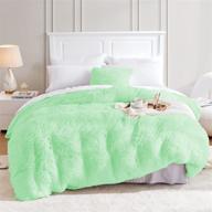 🌿 luxurious eheyciga faux fur king size duvet cover comforter in stunning green shade logo