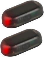 🚘 larlansz 2pcs car solar power simulated dummy alarm: anti-theft usb charger led flashing security light fake lamp (red + red) logo