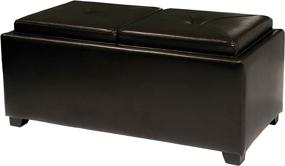 img 2 attached to 🛋️ Versatile and Stylish Christopher Knight Home Maxwell Leather Tray Ottoman for Optimal Storage and Comfort - Espresso