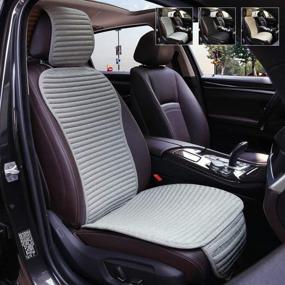img 4 attached to Высококачественные серые автомобильные чехлы на передние сиденья: Suninbox Баклажановые чехлы универсальные подушки-протекторы на передние сиденья для автомобилей и грузовиков.