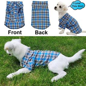 img 1 attached to Stylish Plaid Dog Shirt Puppy Clothes - Classic Grid Polo T-Shirt for Dogs & Cats - Comfortable 👕 and Cool Apparel Outfit for Small, Medium, Large Pets - Perfect for Baby Boys and Girls - Shop now!