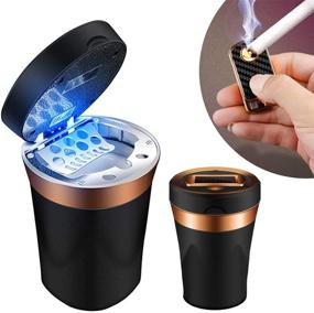 img 4 attached to Detachable Ceramics Car Ashtray with Lid Blue LED Light and Removable Lighter - EastFly Car Ashtray, Solar Energy and USB Dual Charging, Fits Most Car Cup Holders