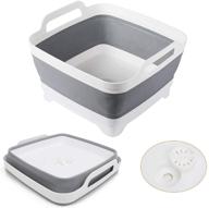 9l (2.4 gallon) collapsible dish basin with draining plug - foldable food strainers over the sink colander - fruits & vegetable drainer basket - space saving kitchen storage solution logo