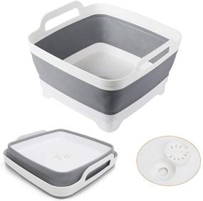 img 4 attached to 9L (2.4 Gallon) Collapsible Dish Basin with Draining Plug - Foldable Food Strainers Over the Sink Colander - Fruits & Vegetable Drainer Basket - Space Saving Kitchen Storage Solution