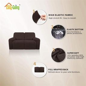 img 2 attached to 🛋️ Soft and Stretchy Microfiber Recliner Loveseat Slipcover - Easy to Wash, Furniture Protector for Kids - Fits 2 Seats Couch - Elasticity, Chocolate Brown