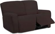 🛋️ soft and stretchy microfiber recliner loveseat slipcover - easy to wash, furniture protector for kids - fits 2 seats couch - elasticity, chocolate brown logo
