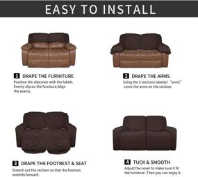 img 1 attached to 🛋️ Soft and Stretchy Microfiber Recliner Loveseat Slipcover - Easy to Wash, Furniture Protector for Kids - Fits 2 Seats Couch - Elasticity, Chocolate Brown