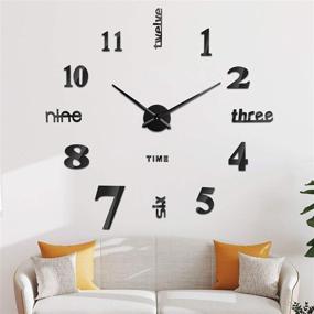 img 4 attached to 🕰️ Enhance Your Living Room with SOLEDI Large Modern Wall Clock: Easy Assembly, Adjustable Size, Frameless DIY 3D Mirror Wall Clock Sticker (Black)