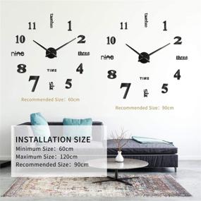 img 1 attached to 🕰️ Enhance Your Living Room with SOLEDI Large Modern Wall Clock: Easy Assembly, Adjustable Size, Frameless DIY 3D Mirror Wall Clock Sticker (Black)