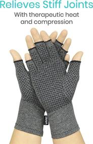 img 2 attached to 🧤 Vive Arthritis Gloves - Men & Women Textured Fingerless Compression - Open Finger Hand Gloves for Rheumatoid and Osteoarthritis - Joint Pain Relief for Typing & Computer Use (Medium)