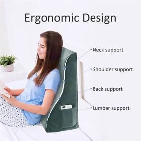 img 3 attached to 🛏️ Roner Reading Pillow Bed Foam Wedge Adult for Back Support – Ultimate Comfort for Sitting in Bed with Backrest Seat Cushion and Pockets – Shredded Back Pillow by Husband Pillow Grey 18x9x21 Inches