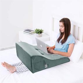 img 2 attached to 🛏️ Roner Reading Pillow Bed Foam Wedge Adult for Back Support – Ultimate Comfort for Sitting in Bed with Backrest Seat Cushion and Pockets – Shredded Back Pillow by Husband Pillow Grey 18x9x21 Inches