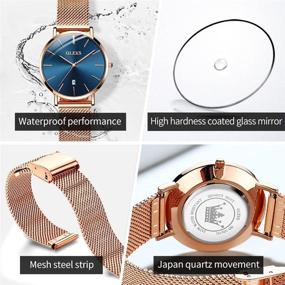 img 1 attached to 🎁 OLEVS Women's Watch Gift Set with Rose Gold Bracelet - Minimalist Slim Thin Casual Dress Analog Quartz Wristwatch, Waterproof, Two-Tone - Perfect for Ladies