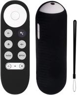 📺 protective silicone remote sleeve replacement with string for chromecast with google tv 2020 - black logo