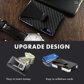 img 1 attached to 💼 Премиум кошелек Minimalist Carbon Fiber с блокировкой RFID и интегрированным денежным зажимом - тонкий металлический кошелек на 12 карточек - идеальный подарок для мужчин и женщин